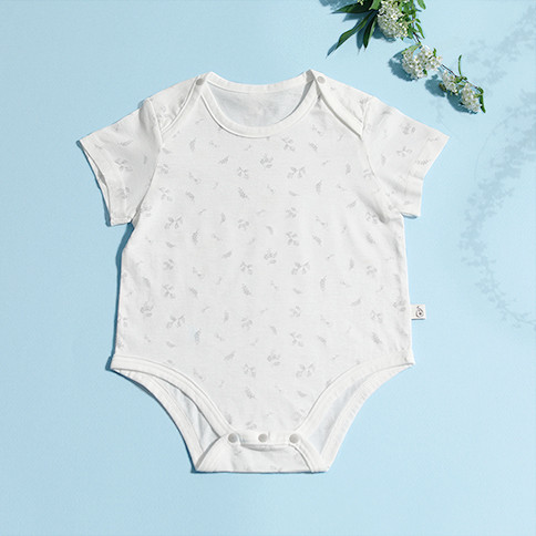 Bamboo Airy Newborn Baby Bodysuit (Flower Pattern)
