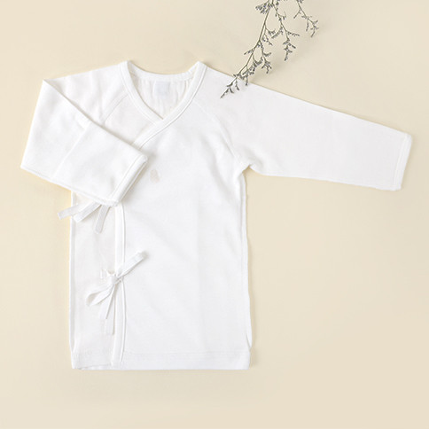 Bamboo White Cream Baby Tie-side Shirt_Clean White