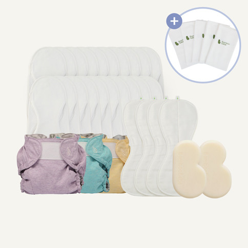 Cloth Diaper Package(Reusable Winged Insert 20p + Doubler 4p + Waterproof Diaper Cover 3p + Baby Laundary Soap 2p)