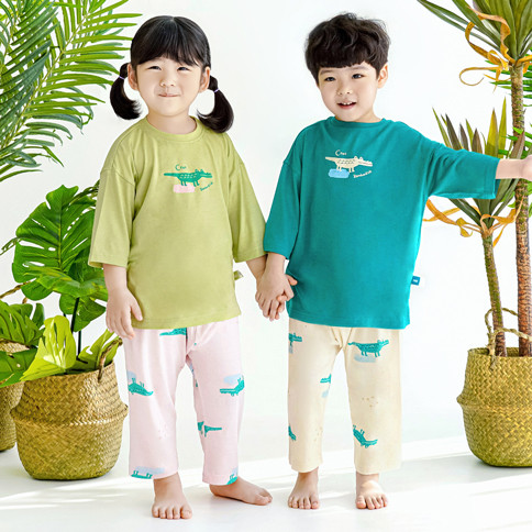 BambooKids Jungle 3/4 Sleeve Loungewear Set_Gator(24~60Months)