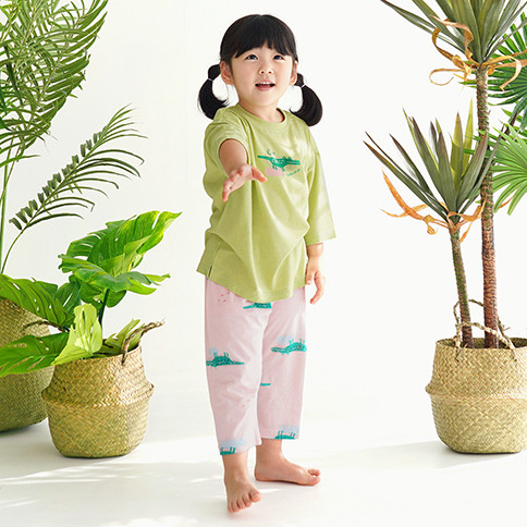 BambooKids Jungle 3/4 Sleeve Loungewear Set_Gator(24~60Months)