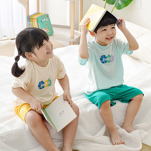 BambooKids Airy Jungle Short Sleeve Loungewear Set_Tropical<br/>(24~60Months)