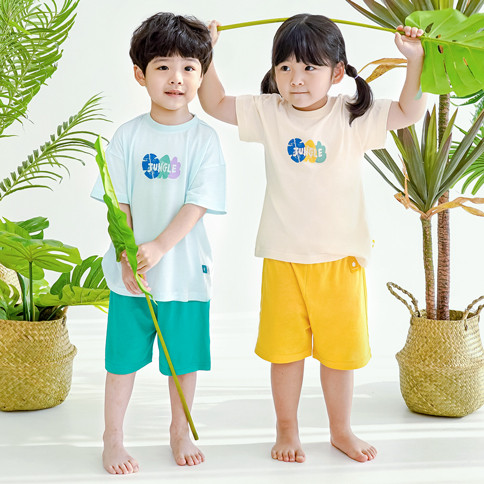 BambooKids Airy Jungle Short Sleeve Loungewear Set_Tropical<br/>(24~60Months)
