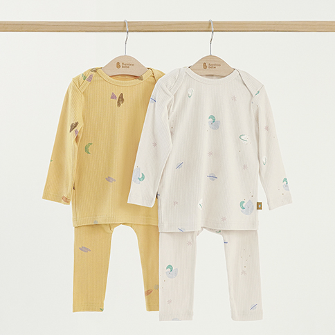 Bamboo Ribbed Knit Space High Waist Long Sleeve Loungewear Set 