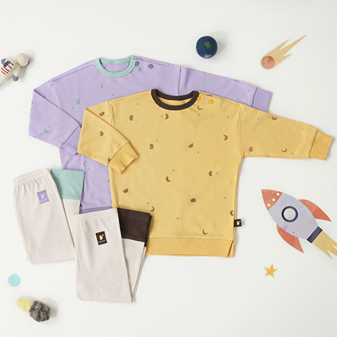 Bamboo Space Long Top & Sleeve Loungewear Set