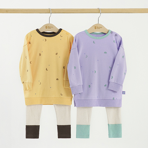 Bamboo Space Long Top & Sleeve Loungewear Set