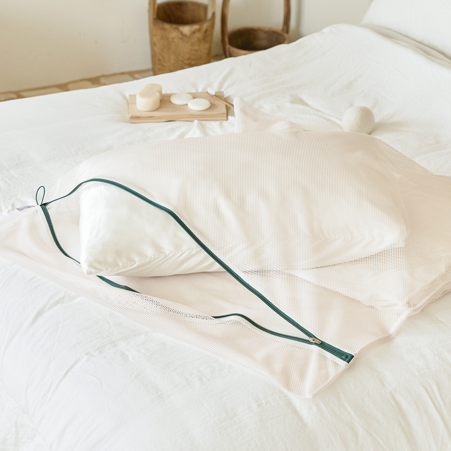 Pure Beige Non-Fluorescent Laundry Net(Square L)