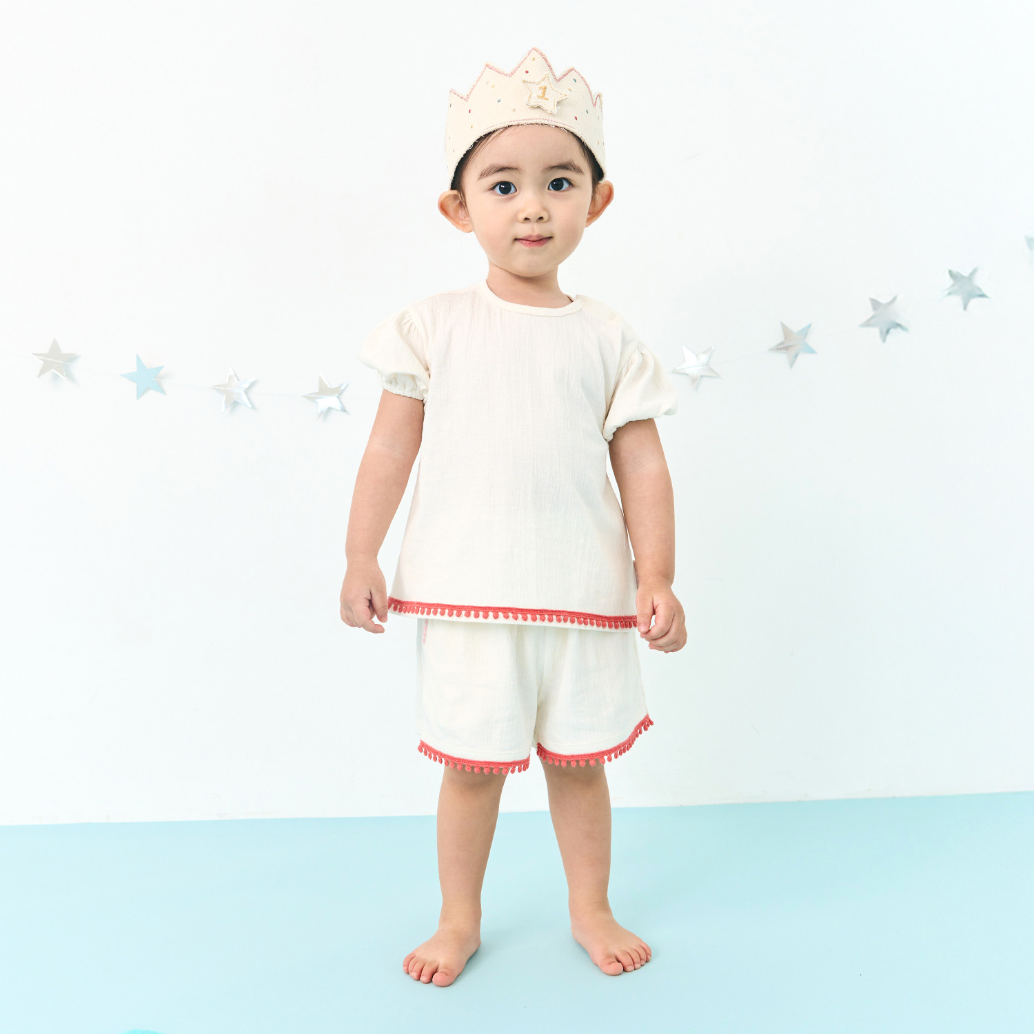 BambooWrinkle Circus Girls’ Shirring Short Sleeve Set(12M~6Y)